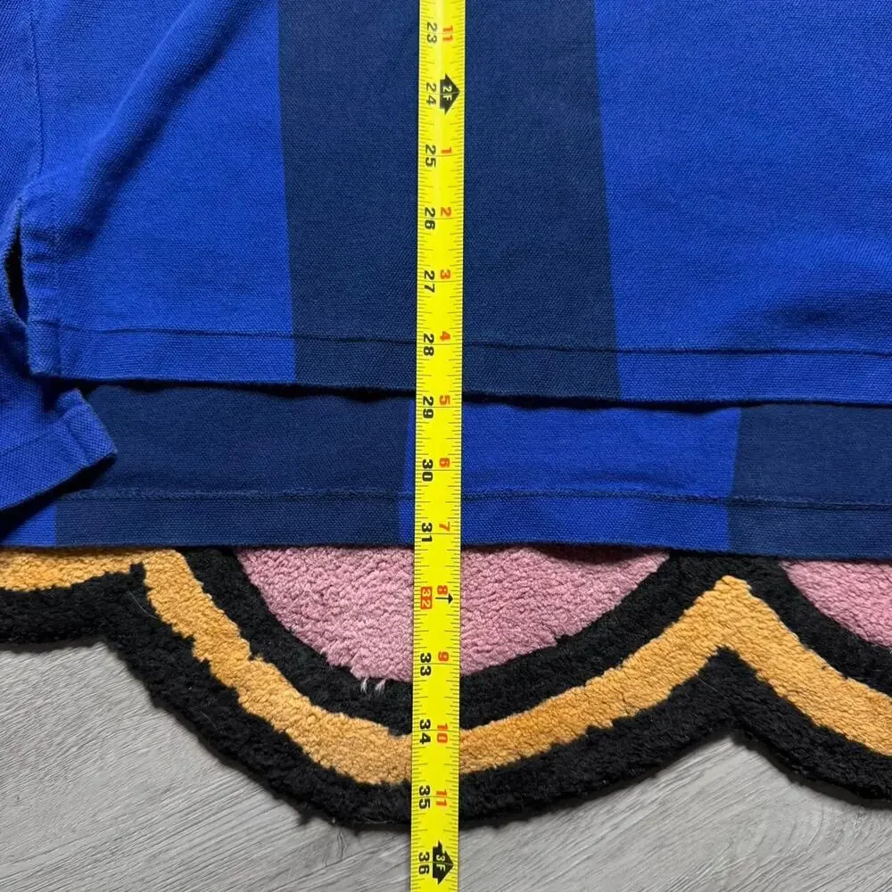 Vintage 90’s Polo Ralph Lauren Striped Embroidered Logo Polo Shirt Size XL Blue